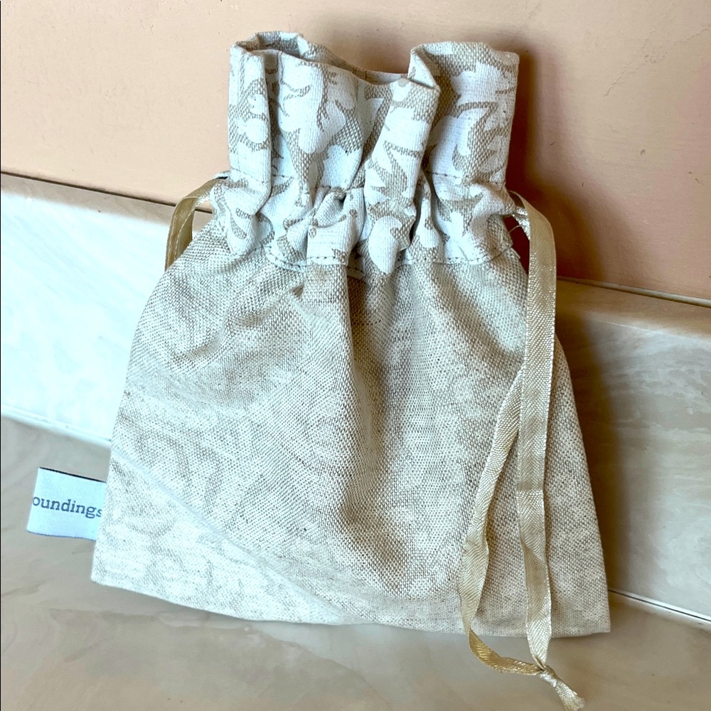 🌺3 for $10 Soft Surroundings Cream Textured Drawstring Canvas Pouch